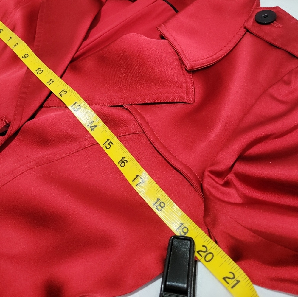 Cach Sliky Short Button Front Red Trench Coat Siz… - image 6